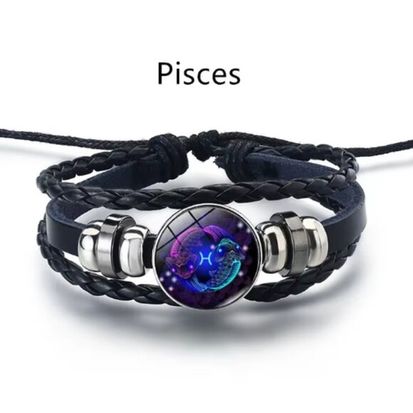 Pisces Zodiac Sign Bracelet Adjustable Astrology Jewelry for Women and Men Gift - Picture 1 of 2